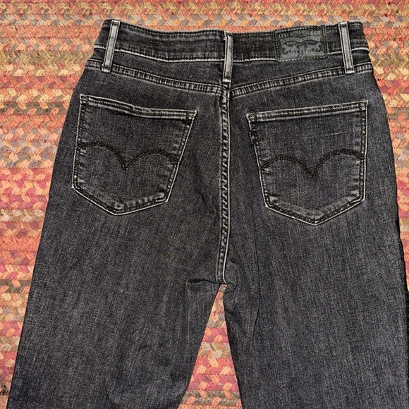 LEVIS BLACK 721 HIGH RISE STRETCH SKINNY JEANS TWO TONE STRIPE - Picture 6 of 6